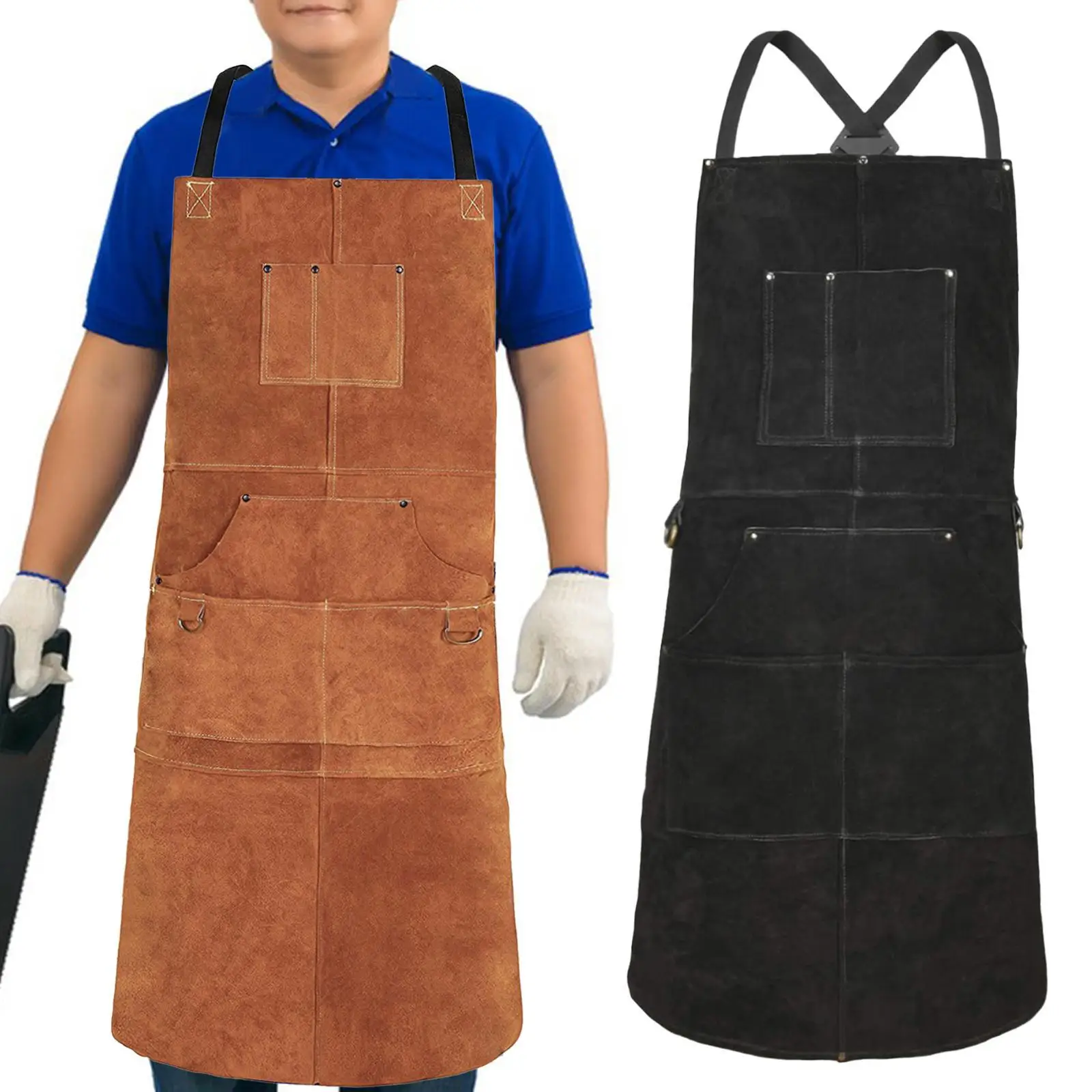 Heavy Duty Work Apron Welding Apron Woodworkers Apron Versatile Full Coverage with Adjustable Strap Workshop Apron 36x24inch