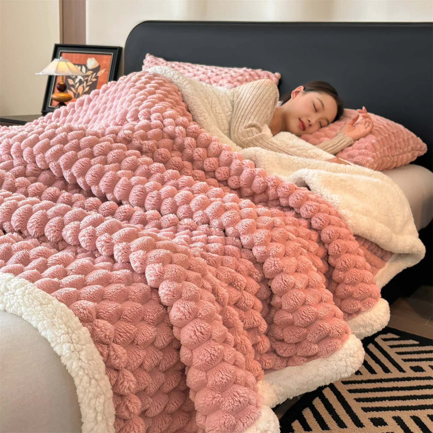 Double Layer Thick Sherpa Fleece Blanket Warm Turtle Velvet Queen Bed Blanket for Autumn Winter Soft Plush Sofa Throw Blankets