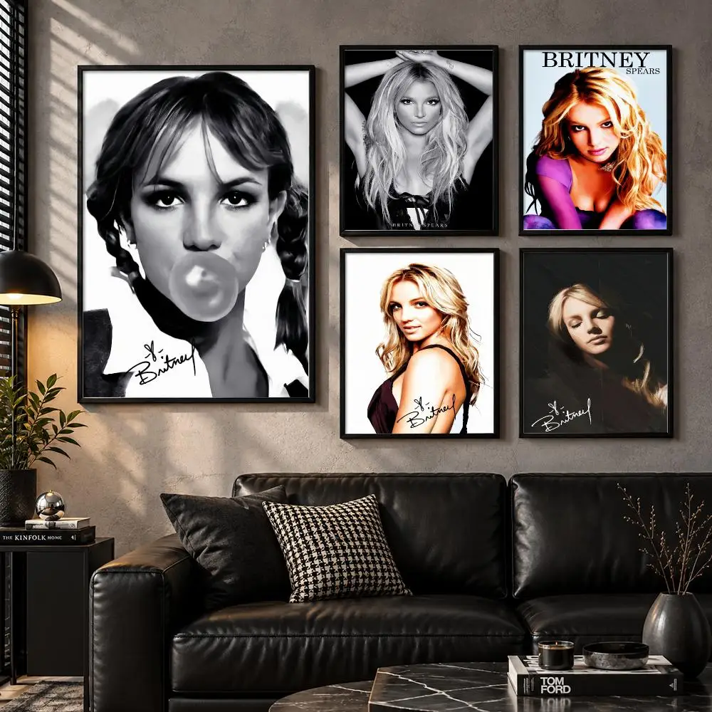 B-Britney Jean S-Spears Singer Poster Wall Art Sticker For Living Room Bedroom Bar Home Decor Mural Painting Decoration