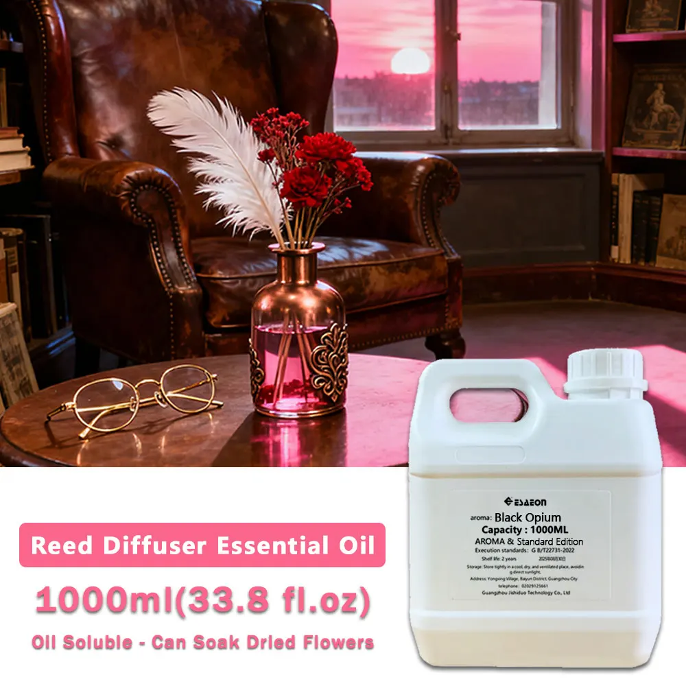 ESAEON 1000ml (33.8 fl.oz) Black Opium/Hilton Essential Oil - For Reed Diffuser & Fireless Aromatherapy, Aroma Reed Diffuser Oil