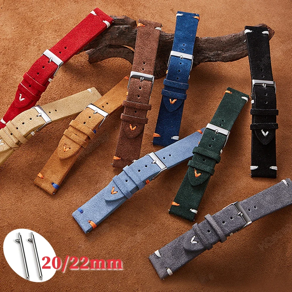 22mm 20mm Suede Watch Strap Quick Release Bracelet Universal Replacement Wristband Women Men Waterproof Watchband Accessories