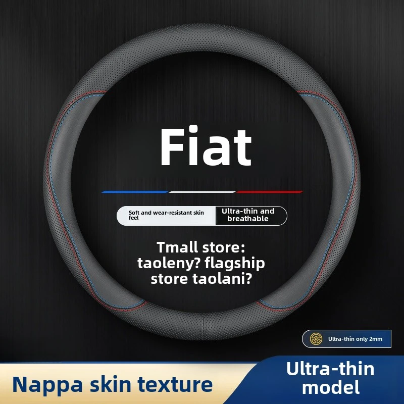 38 cm Leather Car Steering Wheel Cover for Fiat Panda 169 500 Pulse GrandePunto 188 Qubo Stilo Scudo Doblo Bravo Accessories