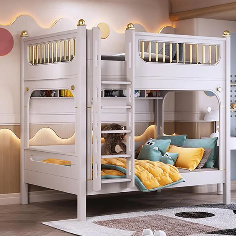 Luxury Multifunctional Kid Bunk Bed With Safety Fence For 5 To 8 Yeas Old Children Bedroom Furniture Large Storage Bed For Kids