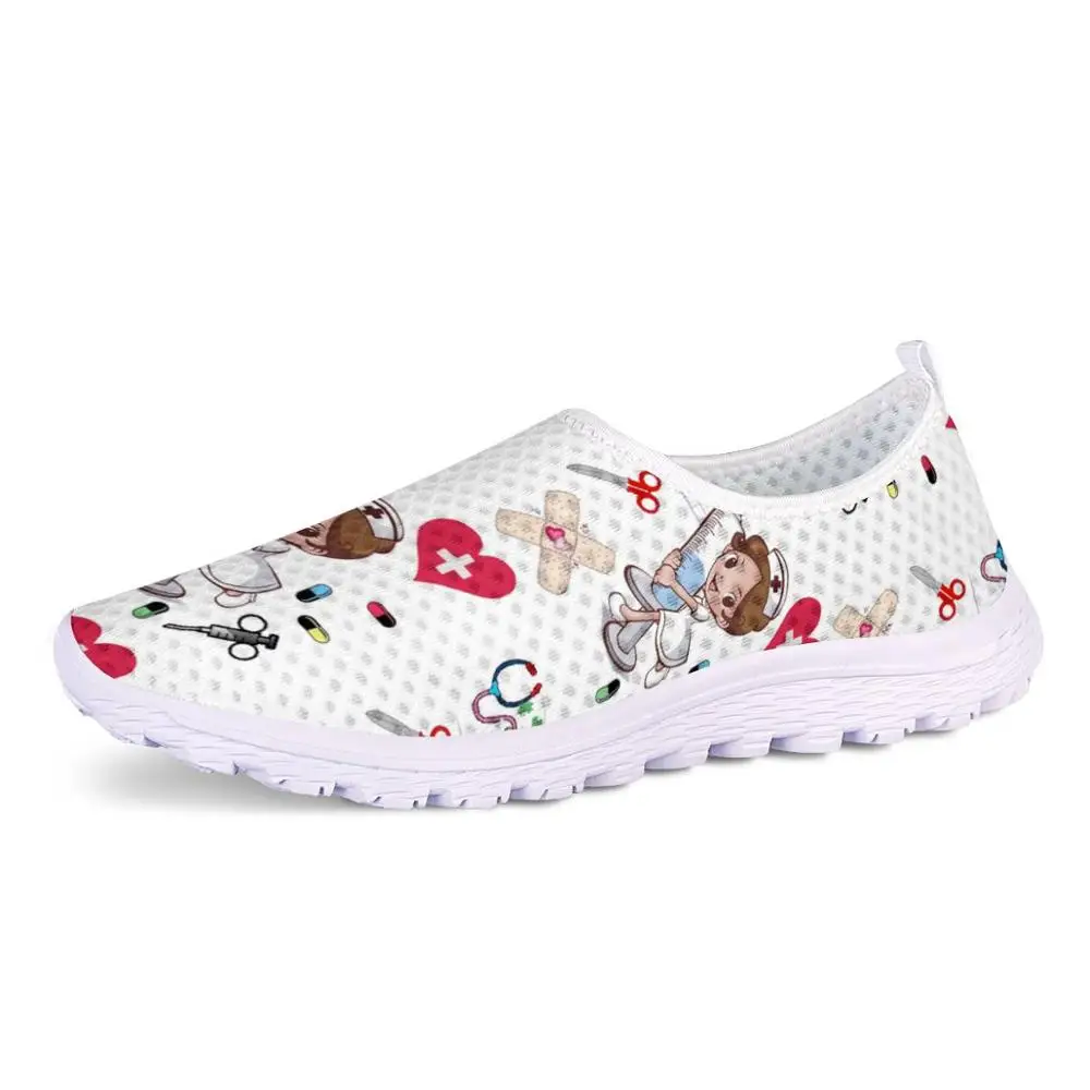 Nurse Shoes Summer Flats Women Shoes Mesh Sneakers Shoe Woman Cartoon Doctor Hospital Skech Print Zapatos De Mujer