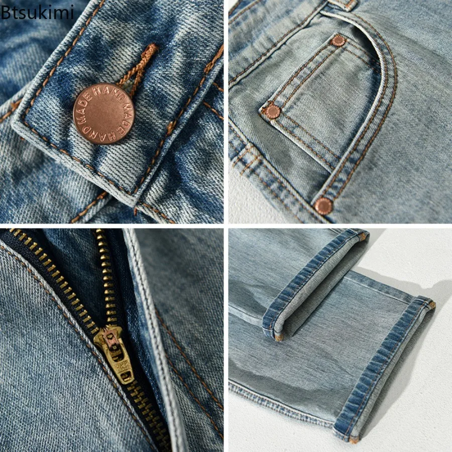 Vintage Washed Jeans 2025 Men's Spring Autumn Casual Baggy Jeans Comfy Cotton Denim Pants Youth Daily Simple Streetwear Trousers