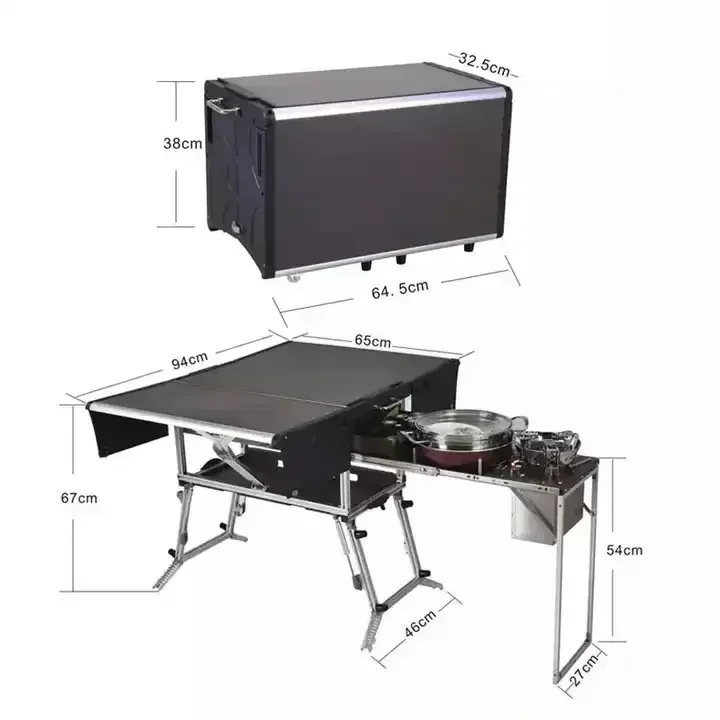 Outdoor Family Camping Folding Table Mobile Kitchen Full Set   Hiking Cooking Camp Travel  Box