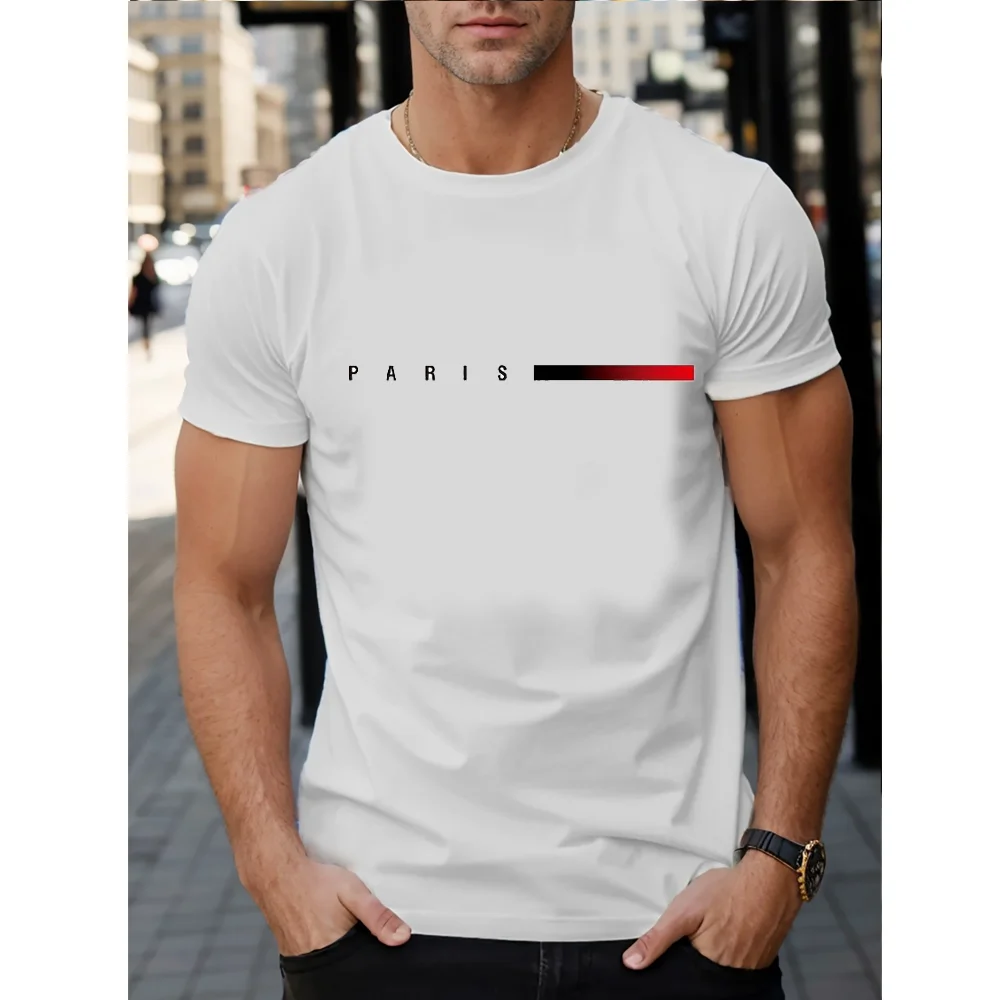 

26, новая модная мужская повседневная футболка, простая, красная, черная, с градиентным узором, повседневная удобная футболка с коротким рукавом