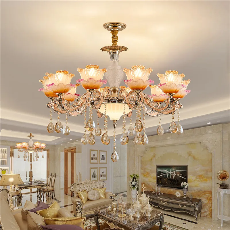 European Luxury Crystal Chandelier Led American Living Room Restaurant Bedroom Villa Hotel Beauty Salon Pendent Lamp