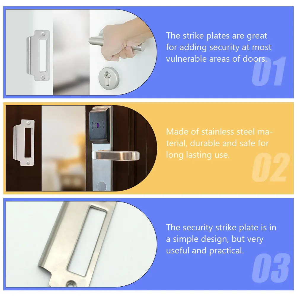 8Pcs Stainless Steel Door Security Plate Heavy Duty Door Reinforcement Device for Exterior Interior Doors Anti Break in