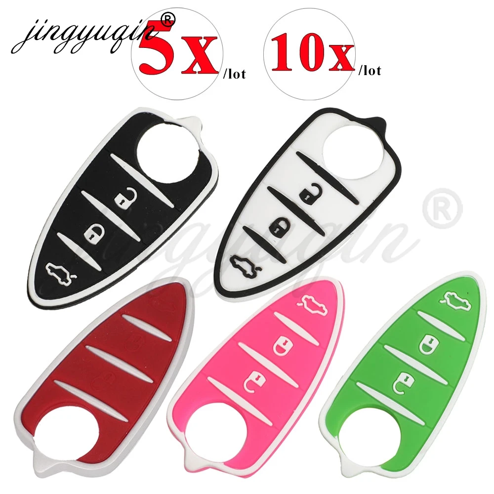 jingyuqin 5/10pcs Silicone Rubber Car Key Pad 3 Buttons for Alfa Romeo Mito Giulietta 159 GTA Flip Remote Key Colorful Pads