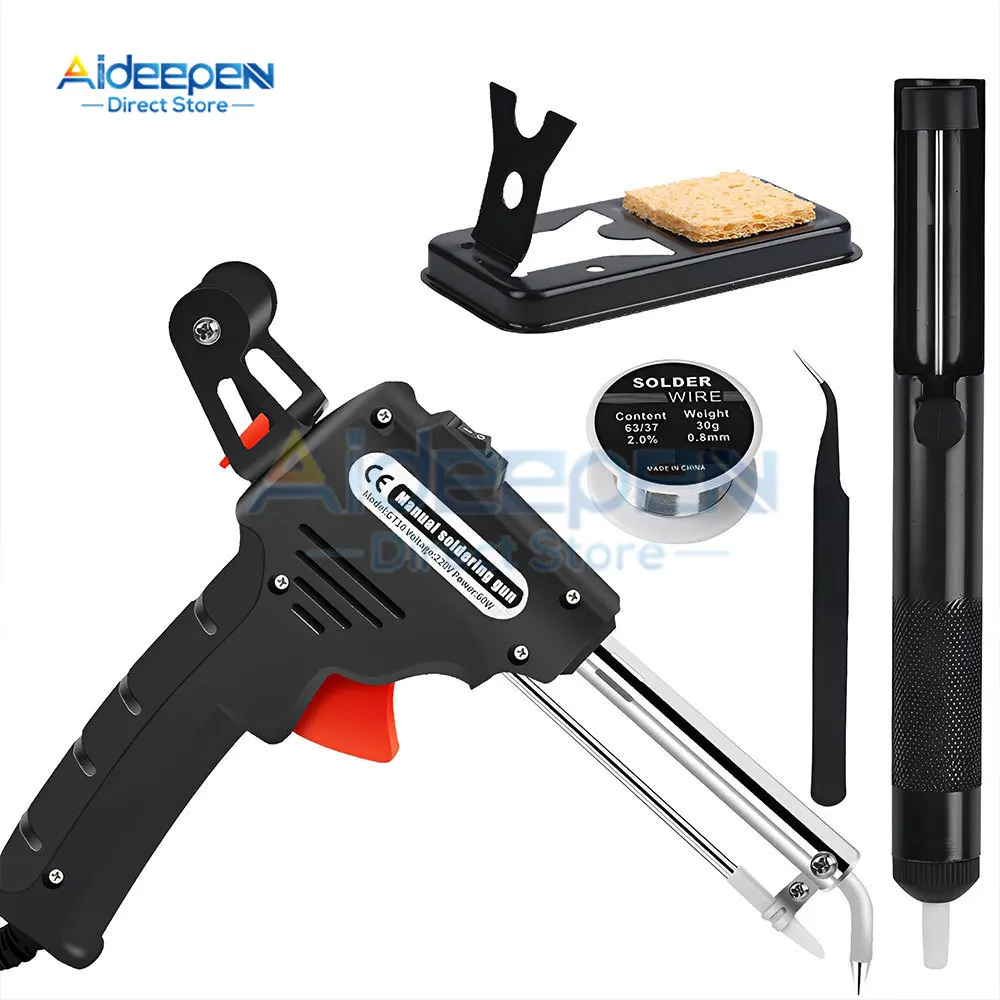 

60W Soldering Gun Automatic Hand-held Solder Iron Kit Welding Tool Desoldering Pump Tweezers for Circuit Board Electronic Repair