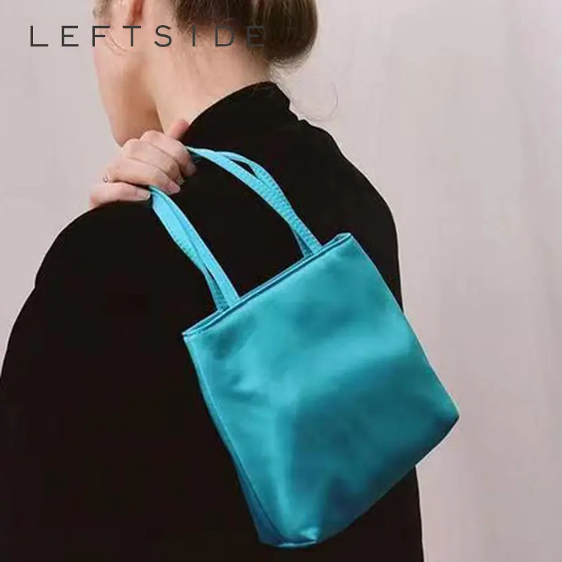 

LEFTSIDE Soft Small Satin Underarm Shoulder Side Bags for Women Luxury 2023 Y2k Female Tote Bag Female Shopping Shopper Handbags