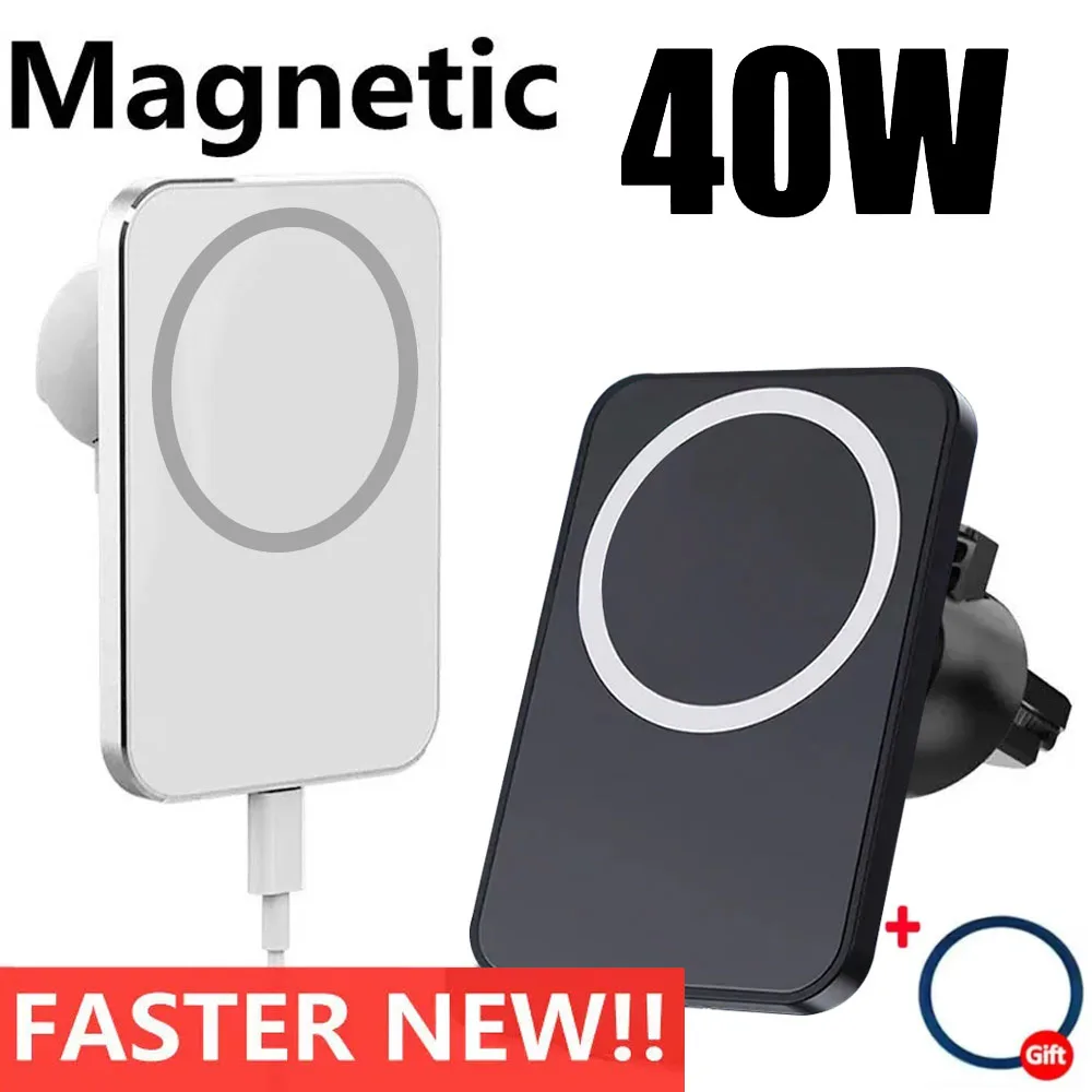 Magnetyczna bezprzewodowa ładowarka samochodowa 40 W do MacSafe iPhone 15 14 13 12Pro Max Xiaomi Samsung Magnet Air Vent Mount Phone Holder Stand