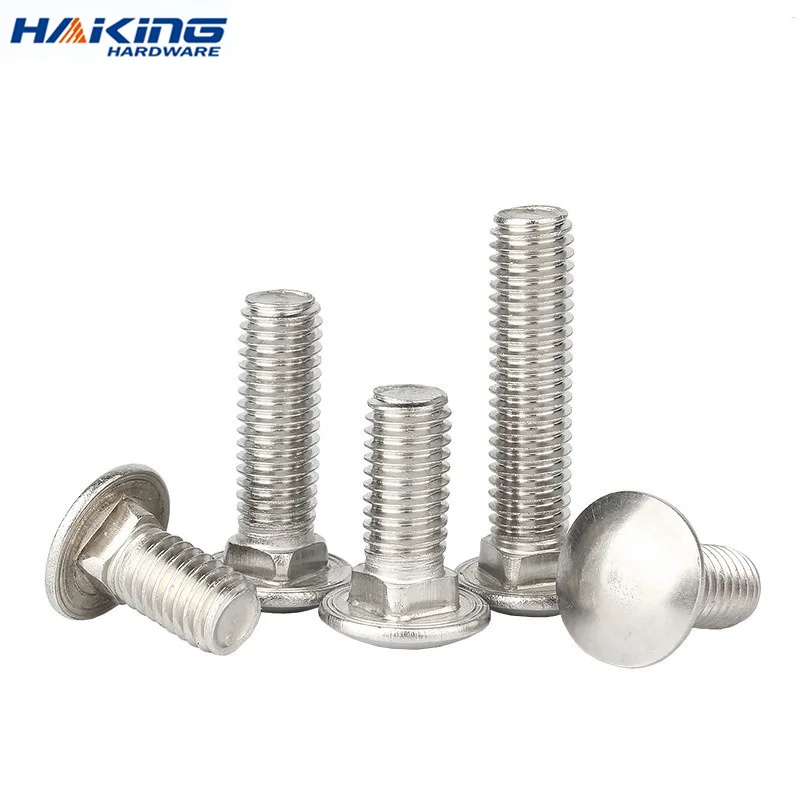 10pcs/lot M4 M5 M6 M8 M10 M12 10- 150mm Length Carriage Bolt 304 Stainless Steel Round Head Square Neck Screw DIN603