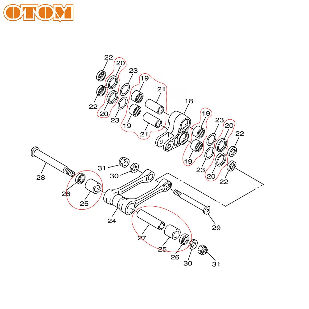 OTOM Motorcycle Triangle Lever Linkage ARM Bearing Kit Bearings Oil Seal Bushing For YAMAHA YZF YZFX WRF 250 450 Motocross Parts