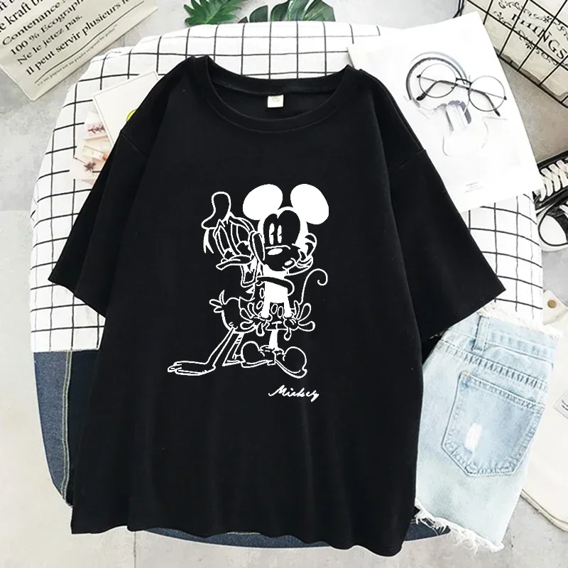 Summer Y2k Kawaii T-shirt Clothes Women Anime Graphic Tee T Shirts Korean Fashion Mickey Mouse Cute Shirt Gothic Clothes