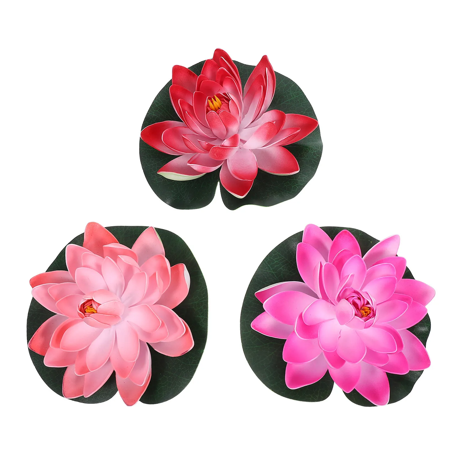 

3Pcs Artificial Lotus Flowers Realistic Floating Lily Pads Pond Decoration Pool Floral Floating Water Lily Pads for Garden