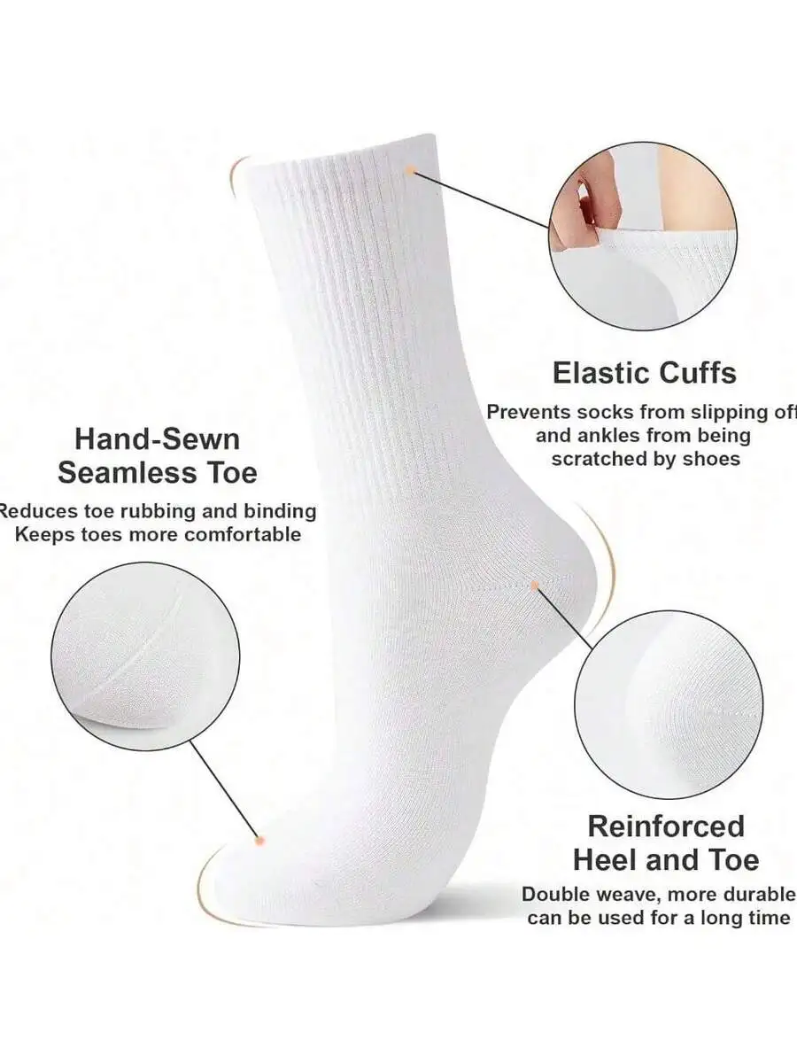 

10 Pack Women Cotton Crew Socks Thin Soft Breathable Above Ankle Dress Socks