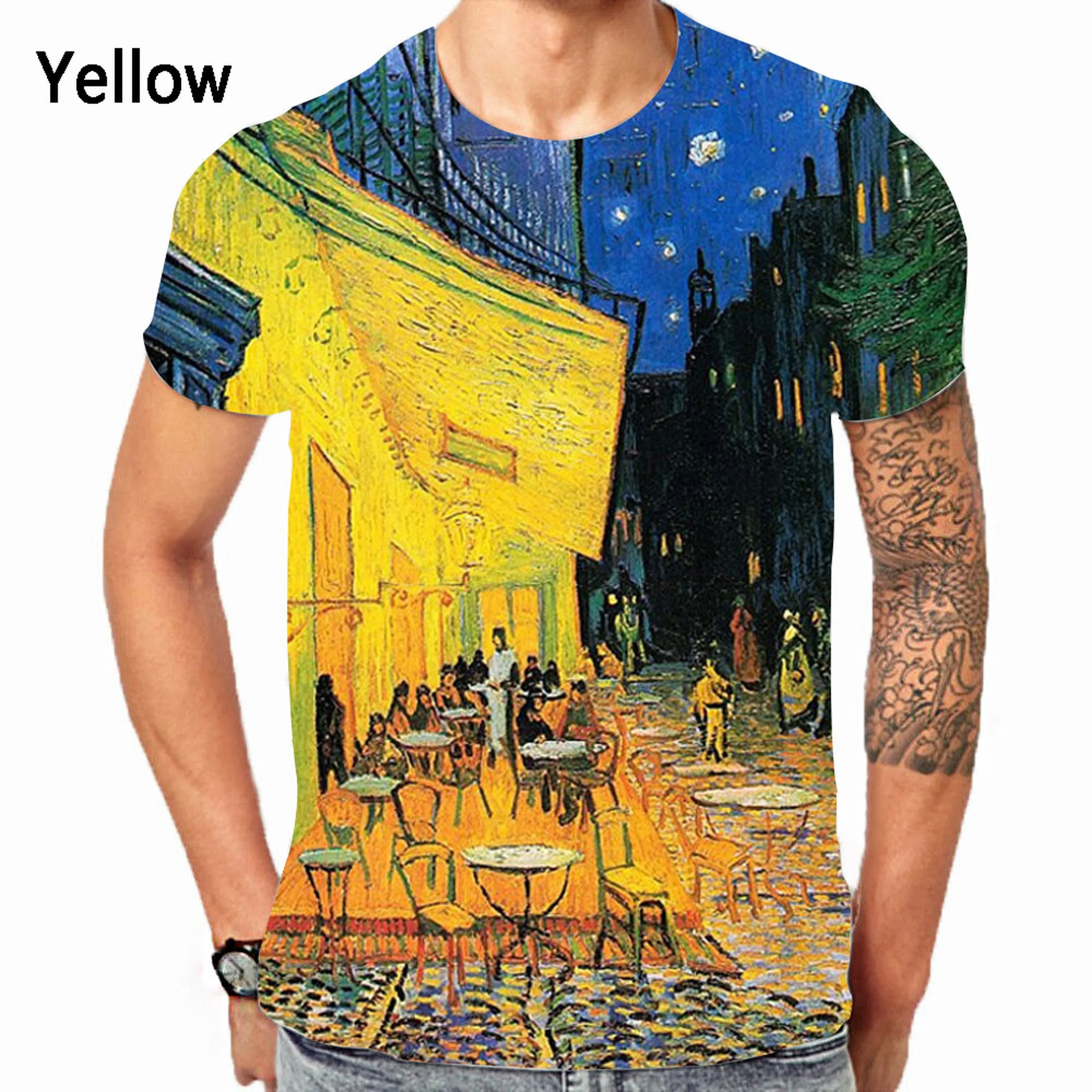 2024 Summer 3d Printed Vincent Van Gogh Pattern Men\'s T-shirt Comfortable Breathable Fashion Casual Plus Size Loose Top 6xl