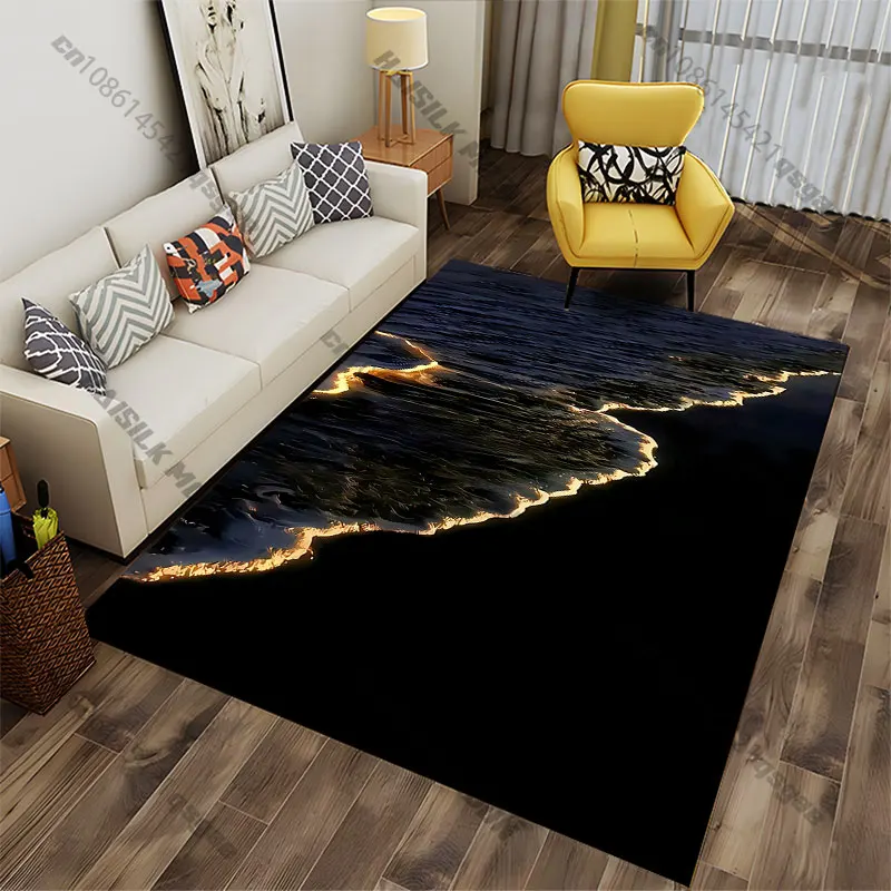Glowing shoreline reflecting light carpet Yoga living room room decor children's crawling mat doormat area rug games mat