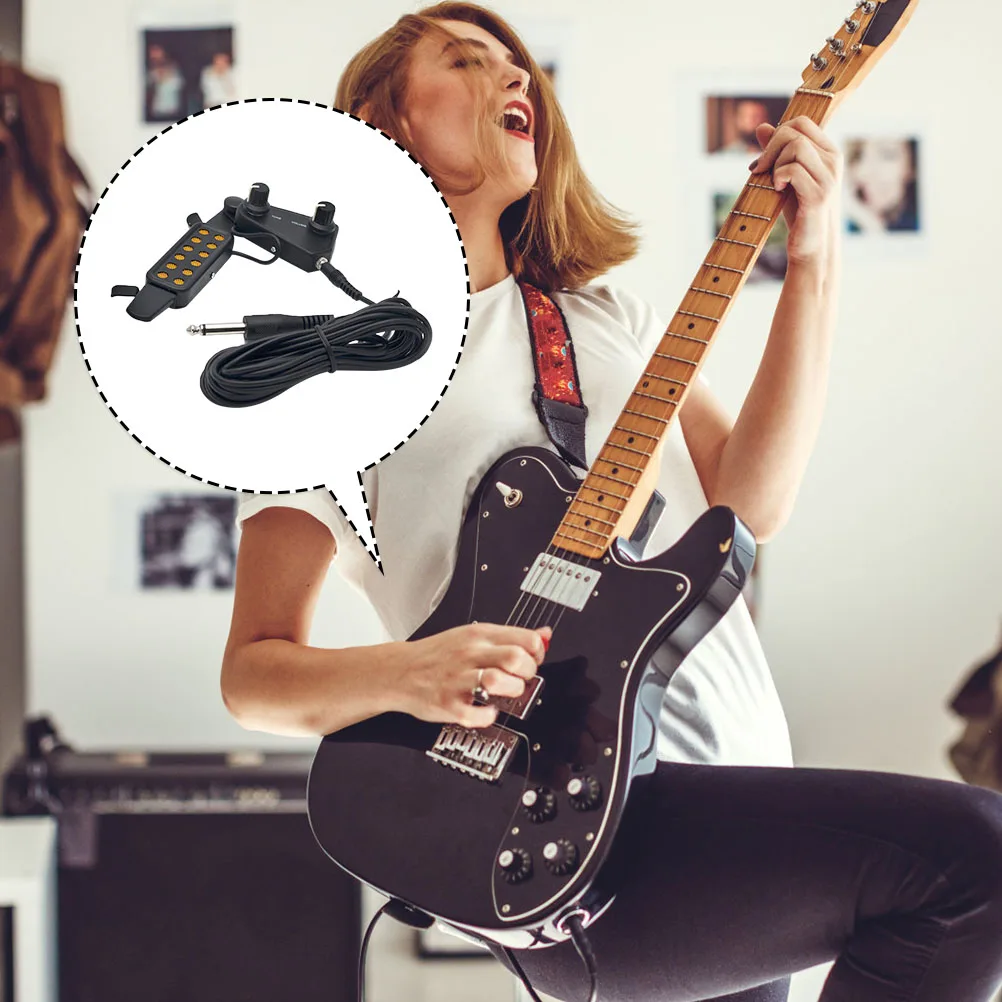 

Acoustic Guitar Pickup Piezo Transducer Black Tone Kit Accessories Durability Volume Control Clear Sound Guitarists Musicians