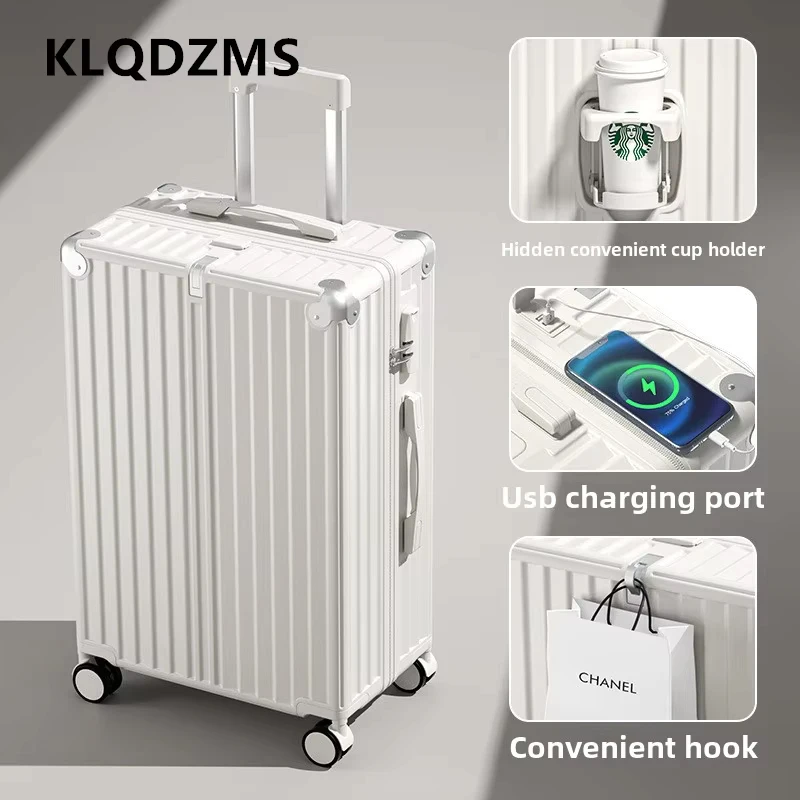 

KLQDZMS New 20"22”24"26 Inch Suitcase USB Charging Boarding Box ABS+PC Zipper Trolley Case Ladies Carry-on Travel Luggage