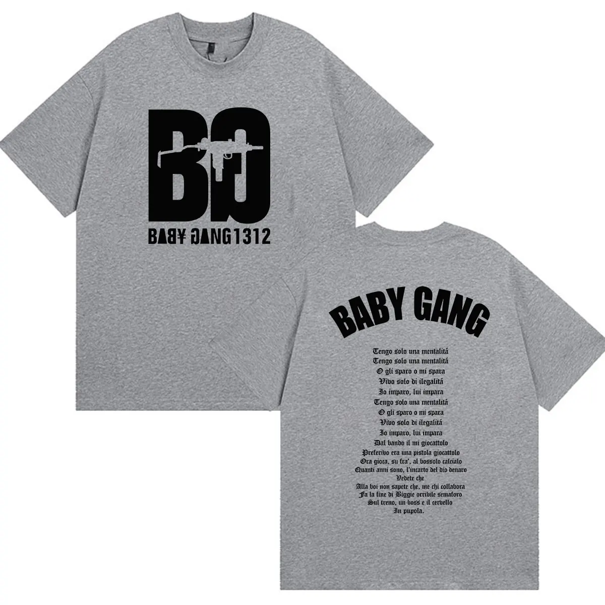 Rapper Baby Gang Album 2026 Grafik-T-Shirts Herren Vintage Mode Baumwolle Kurzarm T-Shirt Mann Hip Hop Lose Kleidung T-Shirt – Detail 5