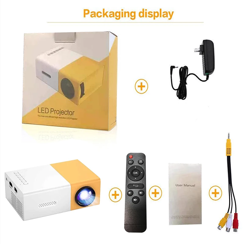 YG300 Mini LED Projector Yg300 Upgraded Version 1080P HDMI-Compatible USB Audio Portable Home Media Video Player Projetor