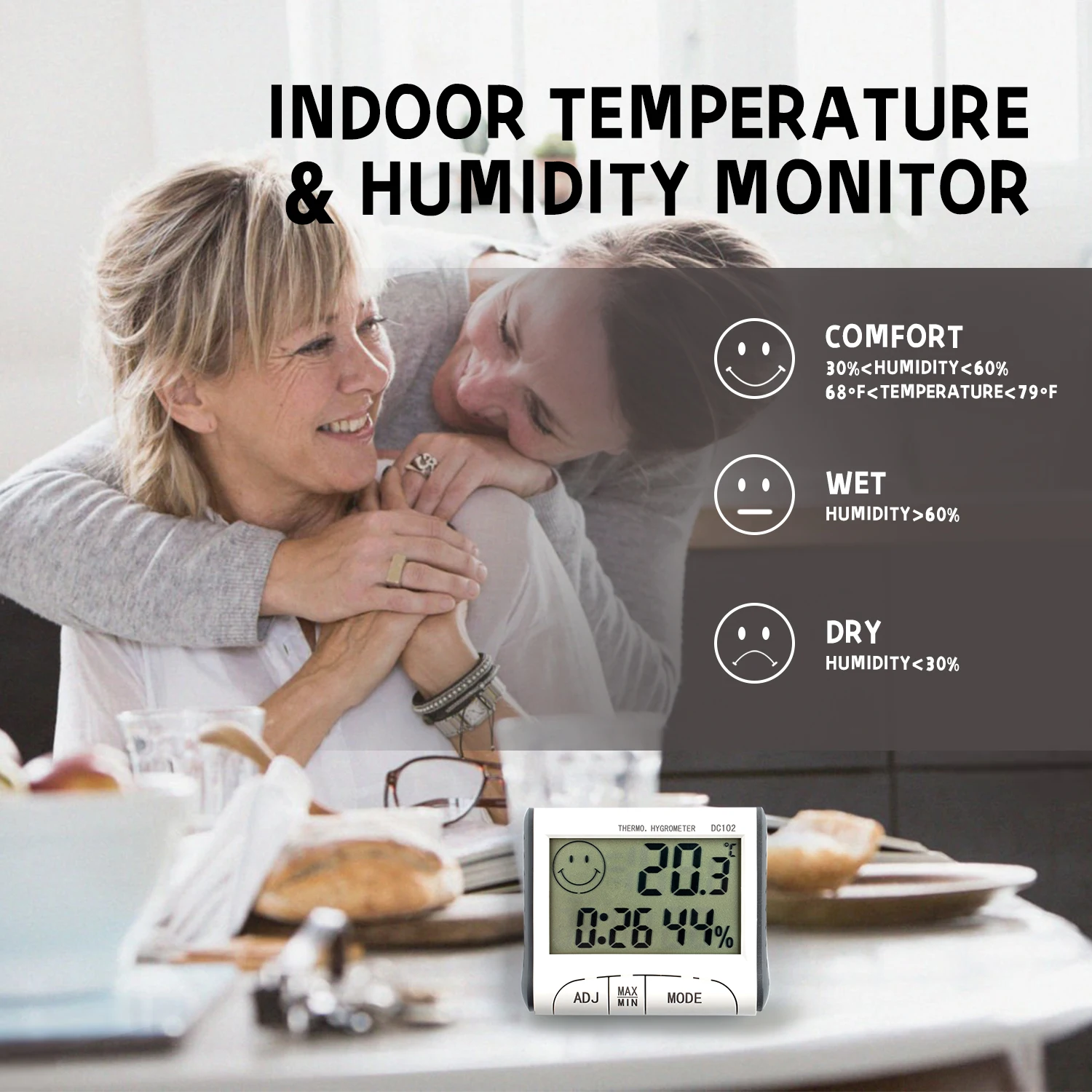 FinyDreamy LCD Digital Thermometer Hygrometer Indoor Room Temperature Humidity Meter Sensor Gauge Weather Station Eyelash Timer