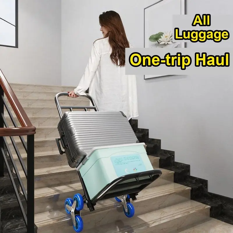 Hand Drawn Cart Folding Portable Luggage Cart Climbing Stairs Small Trailer Student Luggage Trolley