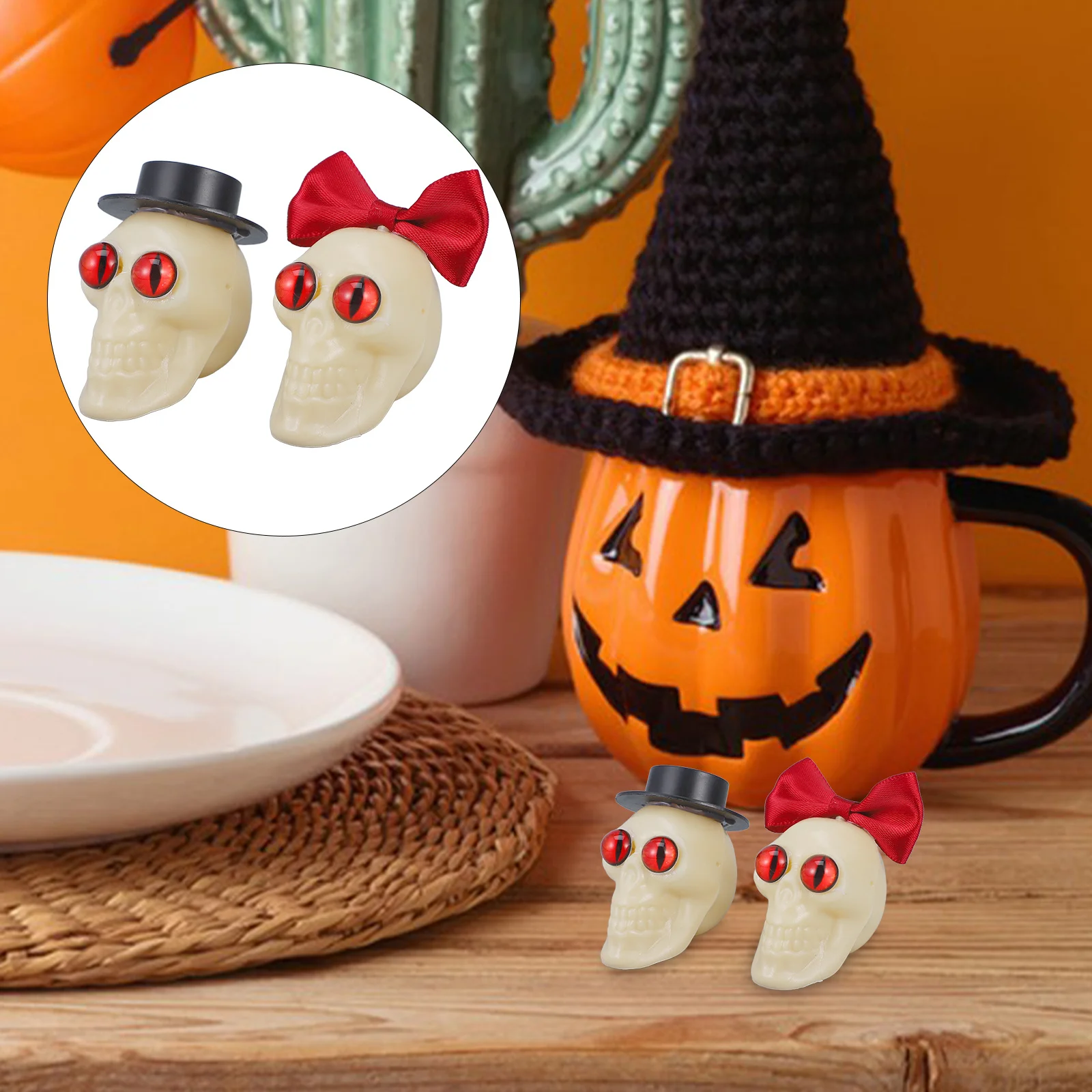 

1Pair Skull Decor Halloween Skulls Props Realistic Skull Design Escape Room Games Party Decor Accessory Horrible Vibe