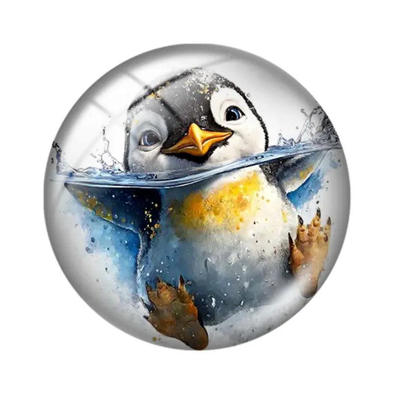 Cute Penguin 12/18/20/25mm glass cabochon  bracelet pendant rings for jewelry demo earrings back Making findings