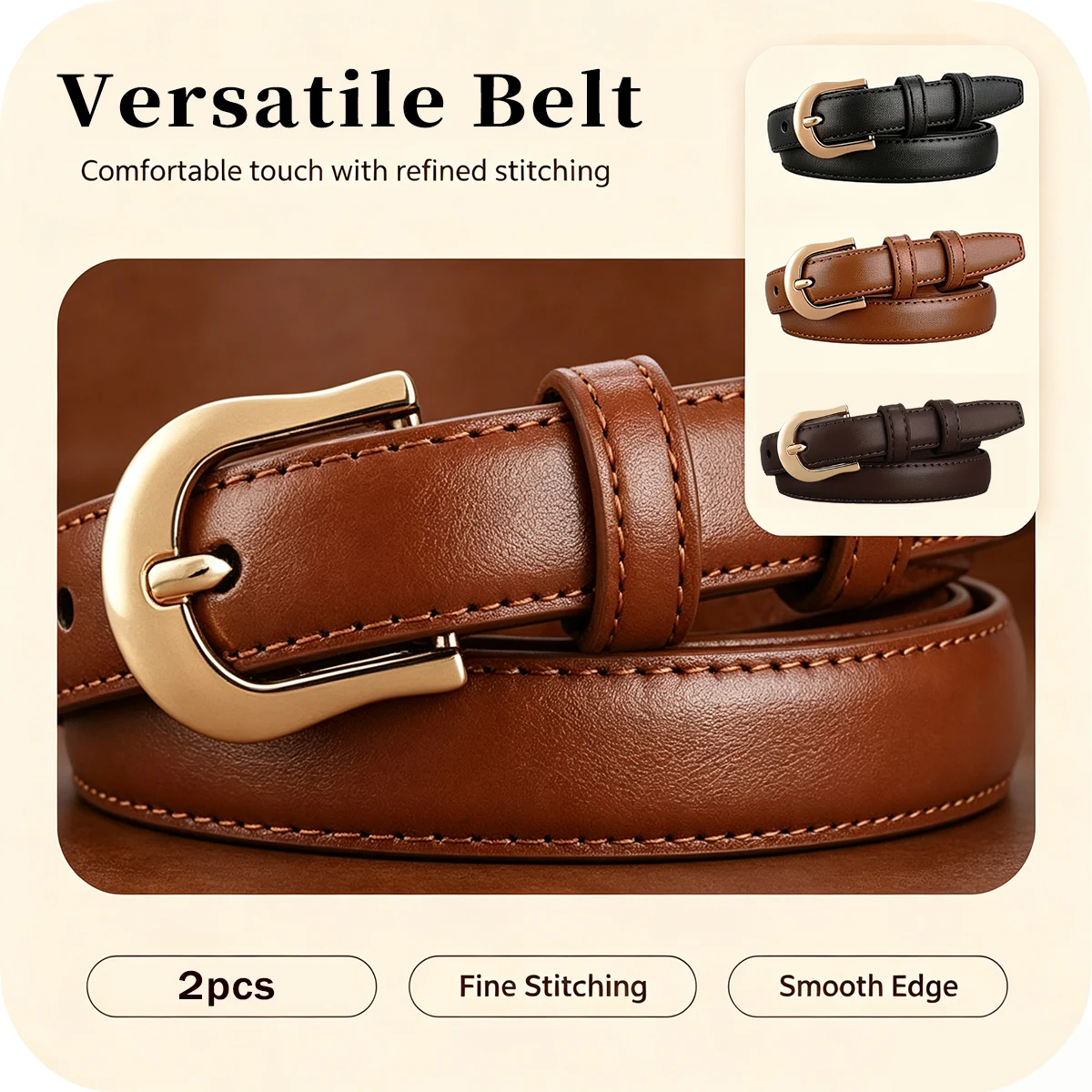 2pcs women's needle buckle thin waist belts, slim decorative waist belts, suitable for casual and daily commuting wear