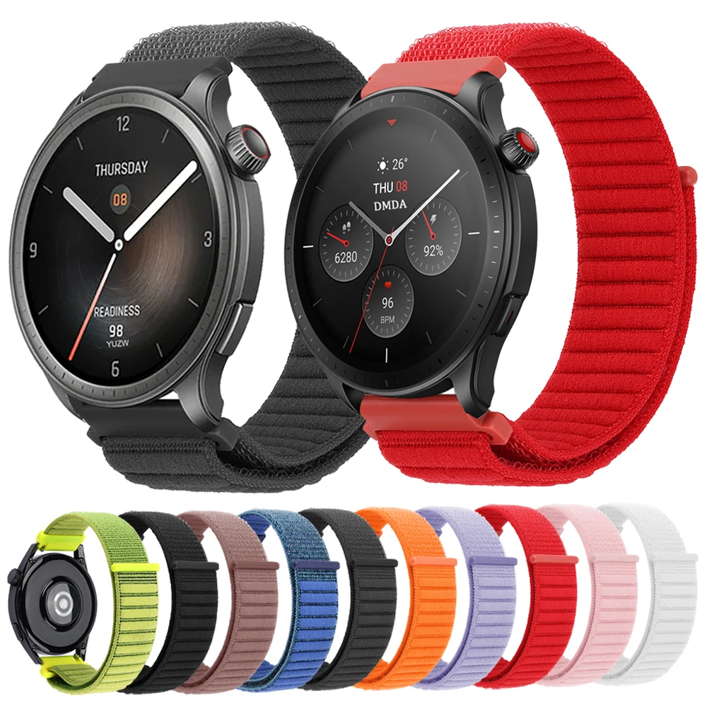 Correa deportiva de nailon de 20 a 22mm para Amazfit BALANCE/GTR 4 2 3pro 47mm, Correa de reloj inteligente para Amazfit GTS 4 2 mini pulsera Bip 6 Correa