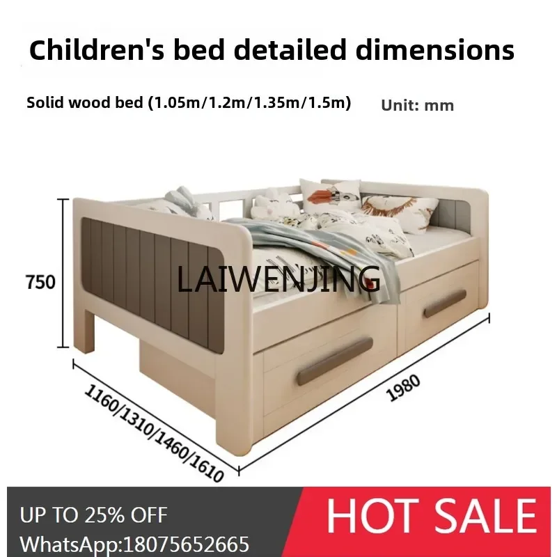 solid wood splicing single bed with guardrail can be customized multi-functional storage bed