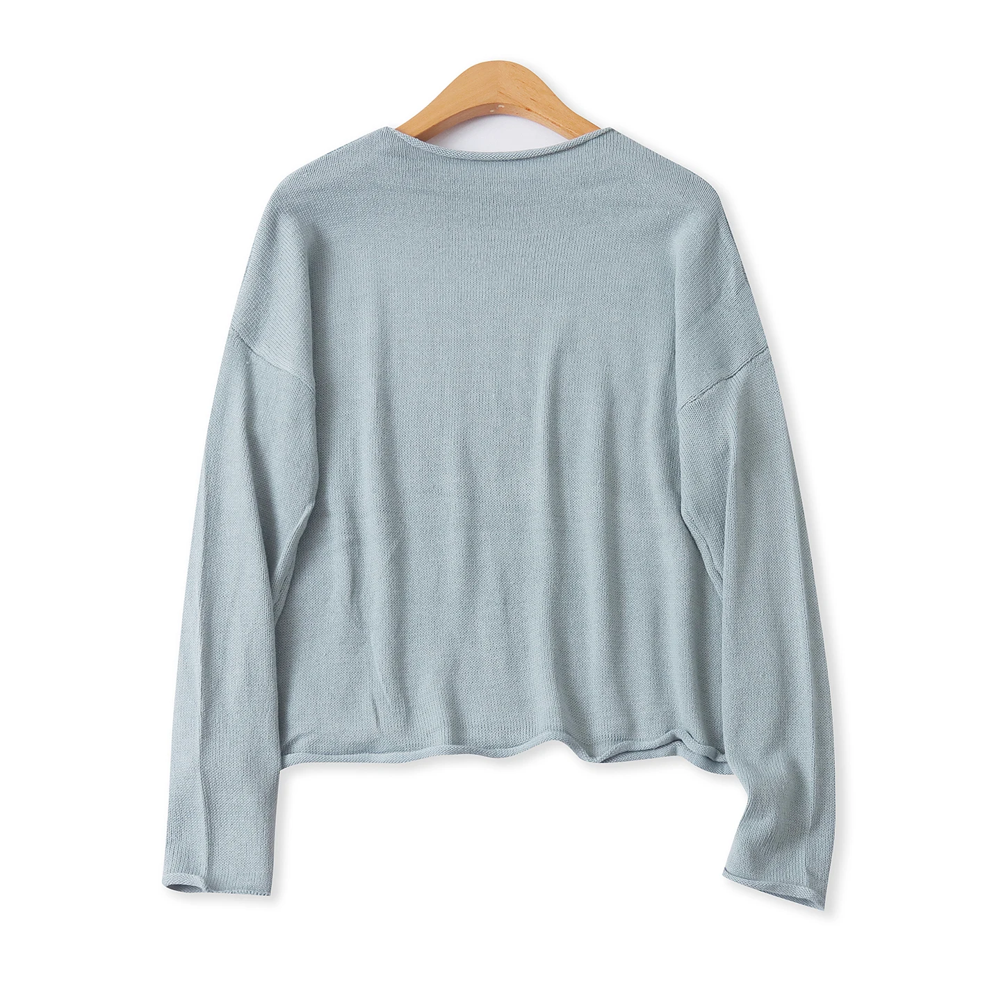 เสื้อสเวตเตอร์ไหมพรมถักทรงหลวม แขนยาว คอกลม สีพื้น รุ่นใหม่สำหรับฤดูใบไม้ร่วง แฟชั่นผู้หญิงอเนกประสงค์ รุ่น 9064