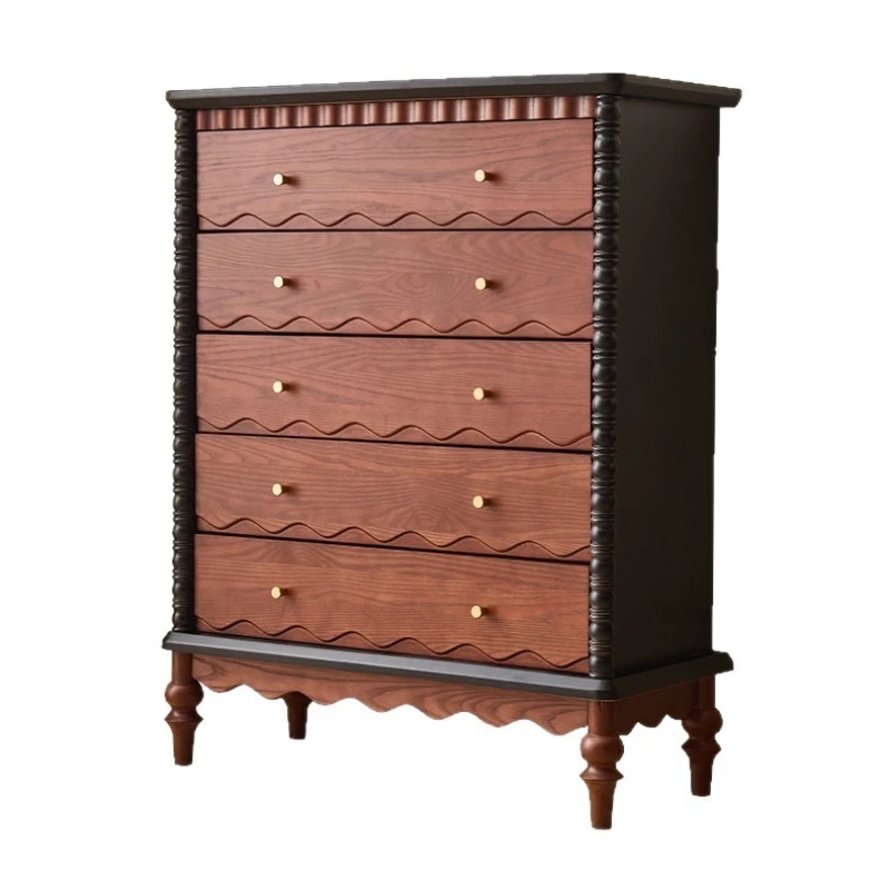

French medieval solid wood cabinet medieval living room bucket entrance small apartment bedroom bedside and bedside cabinet