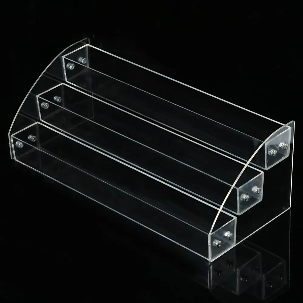 Clear Acrylic Acrylic Nail Polish Rack Sturdy and Stable Trapezoid Design Two Layer Perfume Organizer Clear Makeup Display Stand
