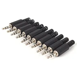 5Pcs Black 3.5mm Stereo Headset Plug 3.5 Audio Plug Jack Adapter Connector