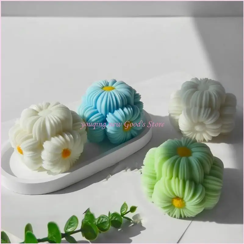 57QA قالب سيليكون مرن لصناعة صابون عباد الشمس والشموع المصنوعة يدويًا #4