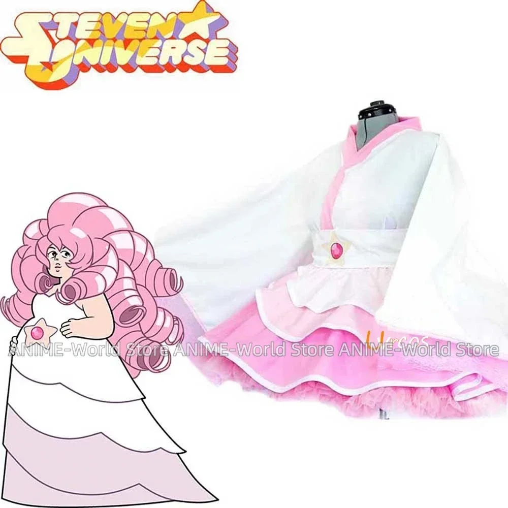 

《Нестандартный размер》Аниме Вселенная Стивена Косплей Костюм Розовый кварц Лолита Кимоно Платье Полный комплект на заказ Женский Хэллоуин