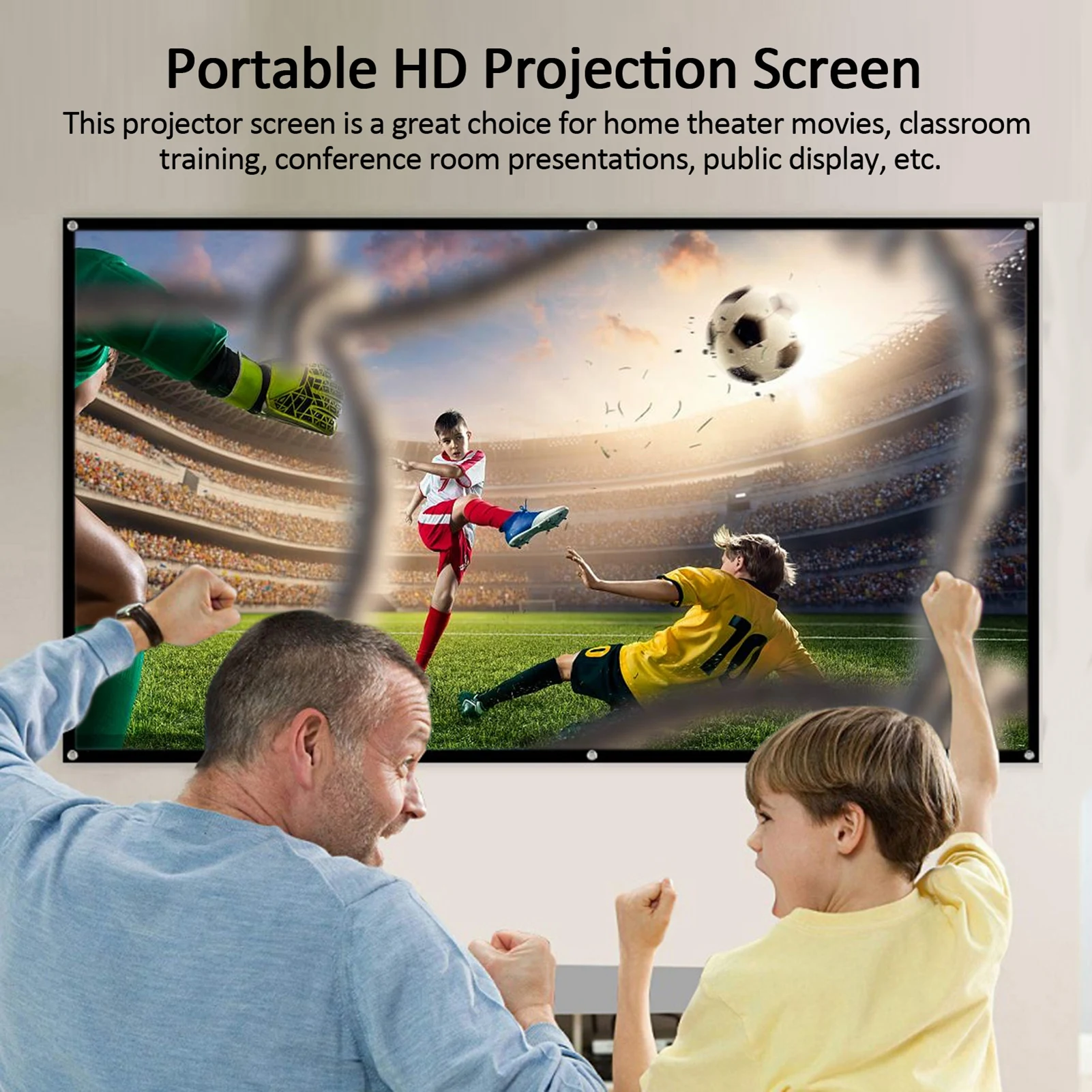 ZK30 120 inch 16:9 Projection Screen Portable HD Projection Screen Foldable Wall Mount, Home Theater, Office, Indoor and Outdoor