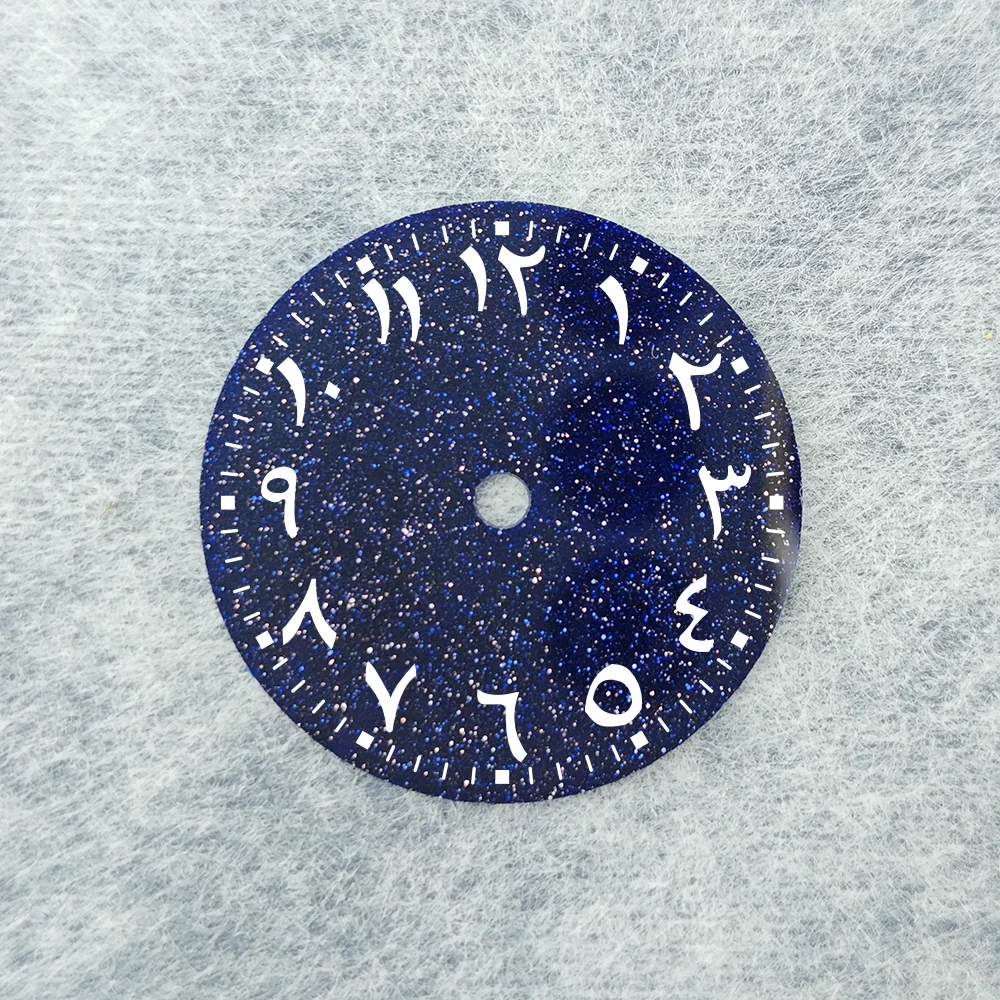 28.5MM Black Starry Sky Watch Dial with Eastern Arabic Numerals Fit for NH35 NH36 Movement Modification Parts Replacement