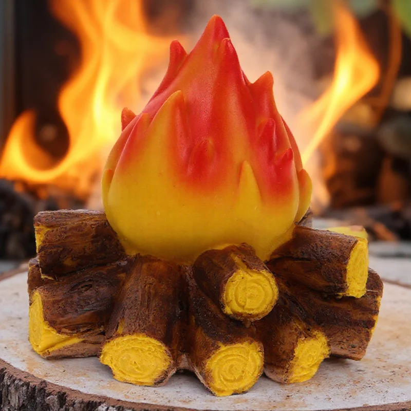 

Simulated Campfire Resin Fake Flame Desk Light Decorative LED Flickering Flame Night Light for Home Holiday Party