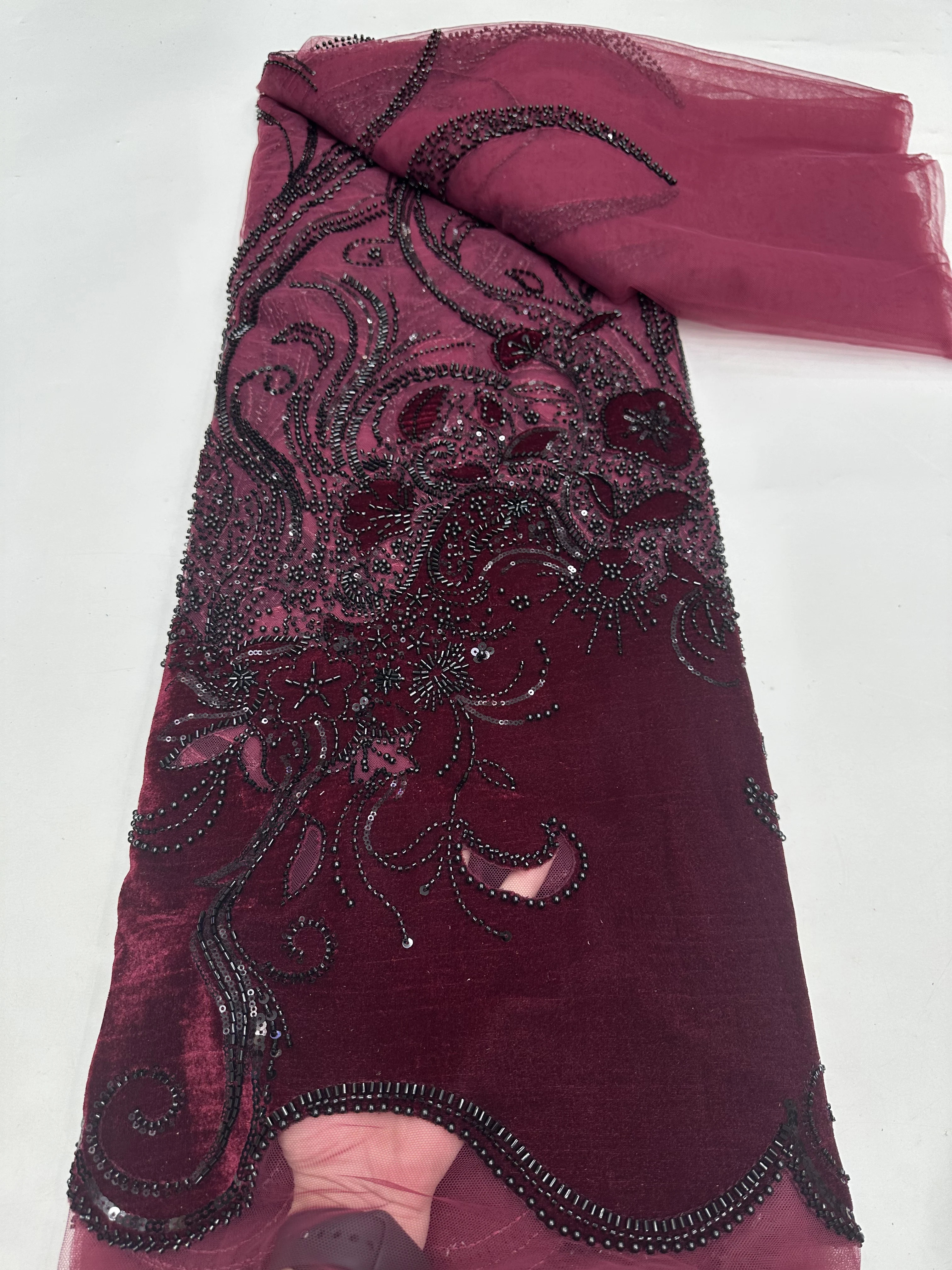 

African Lace Fabric 2025 Sequins Beaded Embroidery Groom Nigerian Bridal High Quality French Tulle Lace Fabric For Wedding