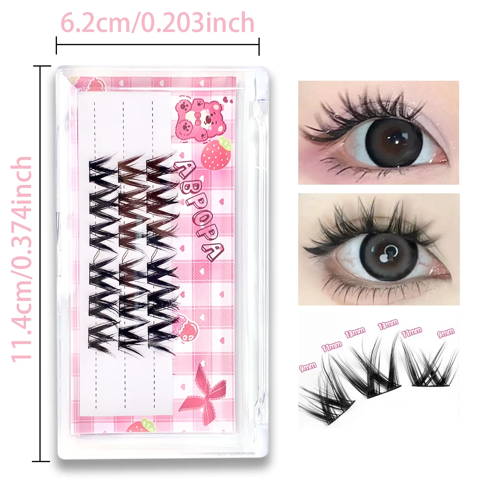 3pair W False Eyelash DIY Manga Lashes Transparent Terrier Strands Eyelash Soft False Eyelashes Eyelashes Daily Makeup