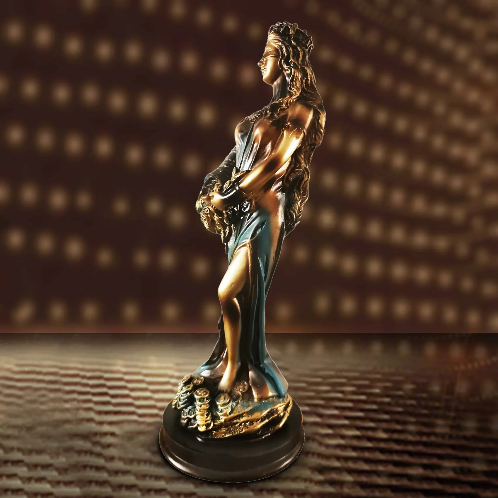 Повязка на глаза, статуя Фортуны, старинная имитация богини удачи, винтажная синяя скульптура УДАЧИ, украшения для дома