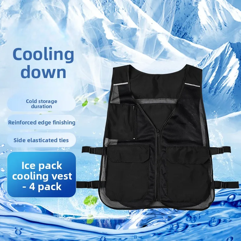Breathable Heat-Insulating Ice Pack Cooling Reflective Vest Heatstroke Prevention Wear for Outdoor Activities