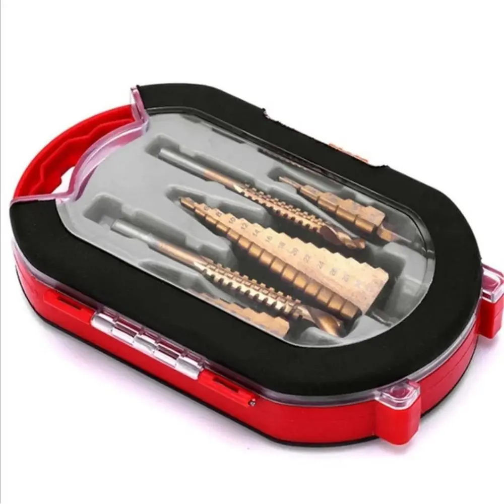 3-12/4-20/4-32mm段付きコーン型ドリル、3/6/8mm六角メタルホールカッター、HSS耐久性のある穴あけ工具、プラスチックシート用