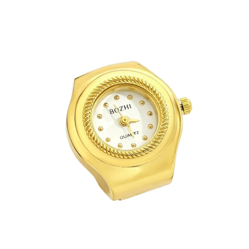 New Hot Selling Creative Alloy Shell Circular Dial Couple Ring Watch Finger Watch Cheap Gift